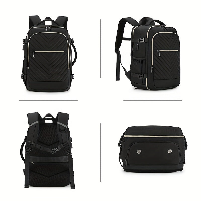 Stylish Large Capacity Travel Backpack with Shoe Compartment, Durable Polyester