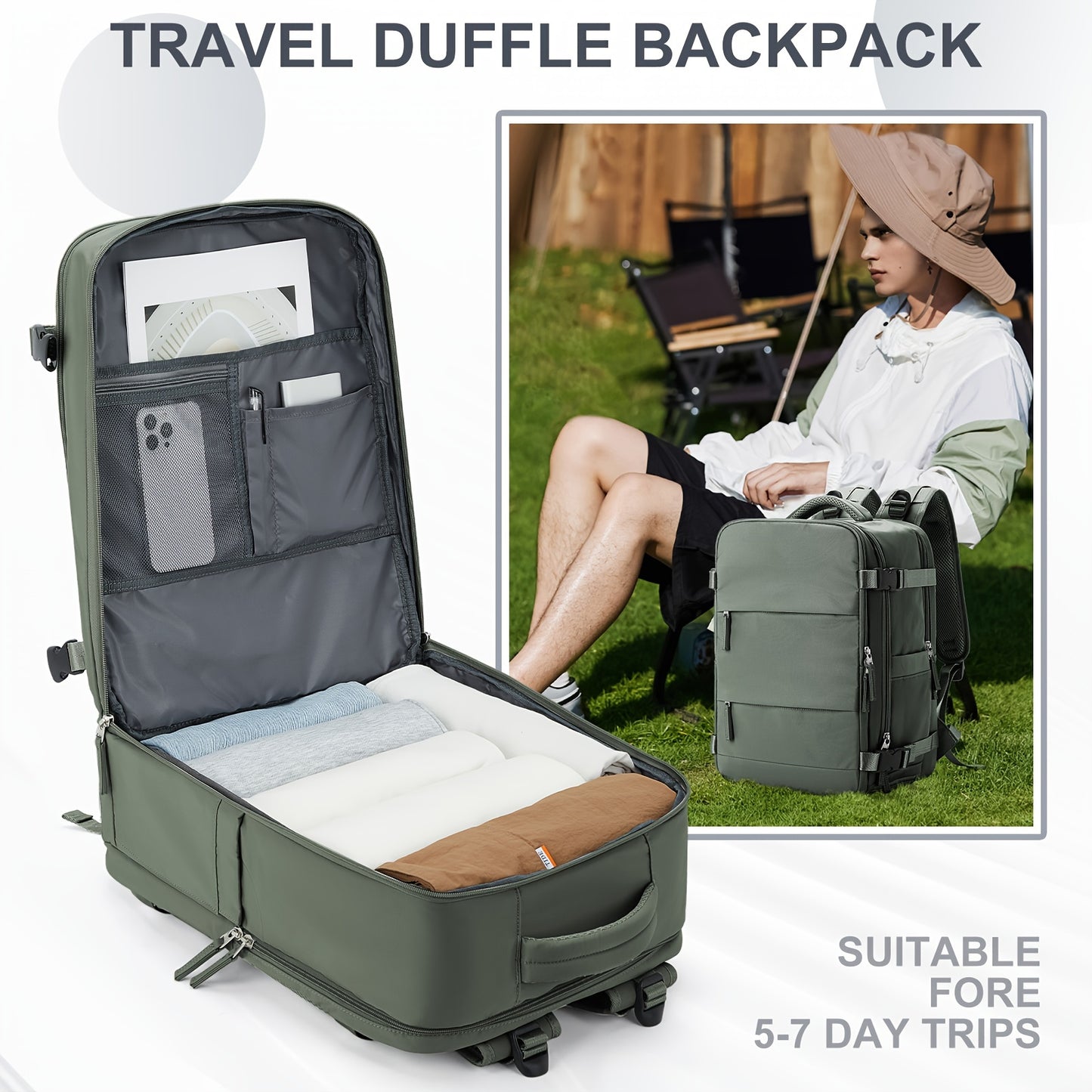 Backpack With Multiple Pockets, Tsa-Approved For Carry-On Airplane Travel, Scratch-Resistant Laptop Compartment & Separate Shoe Storage