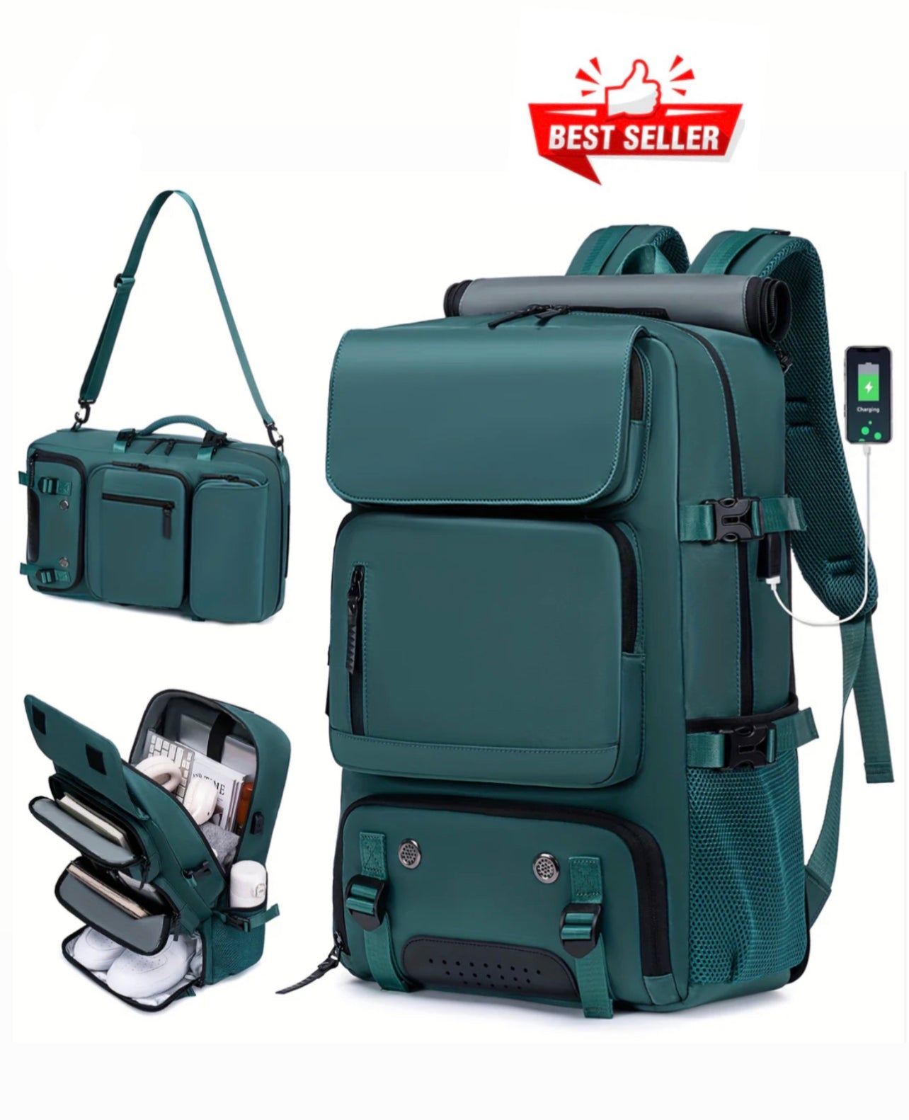 1pc Ultimate Travel Companion Backpack - Spacious, Airline-Approved, Laptop-Friendly, Shoe Compartment