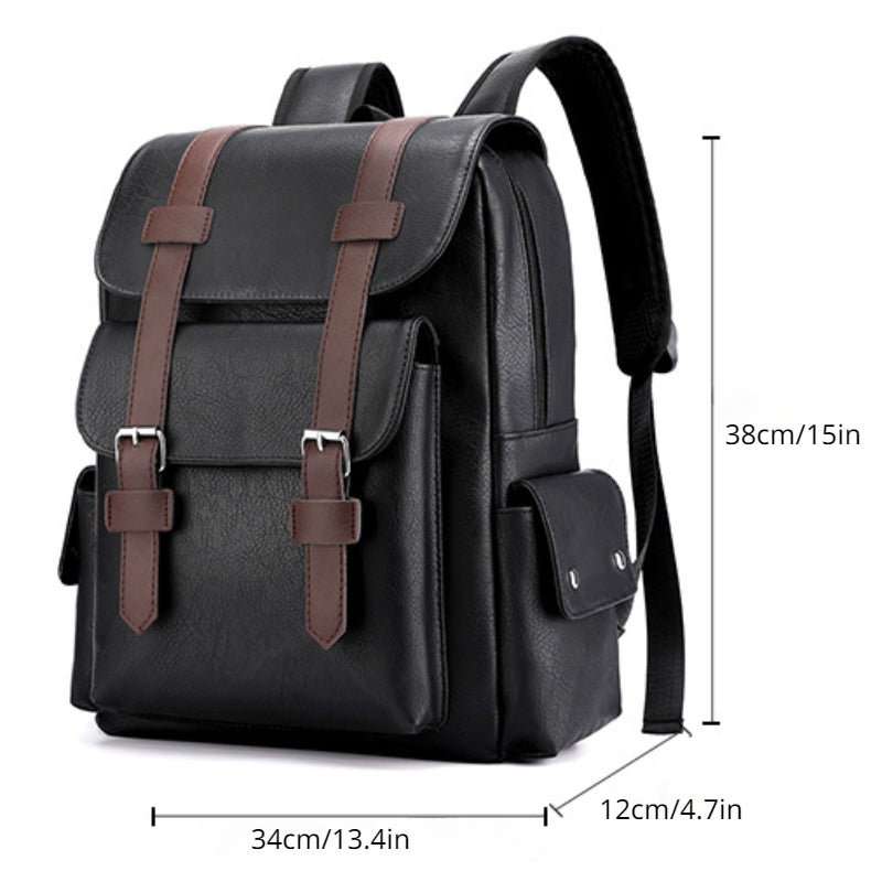 1pc Spacious Premium PU Leather Backpack, Business Computer Bag, Travel Bag, Student Bag, Men's Bag, Outdoor Travel