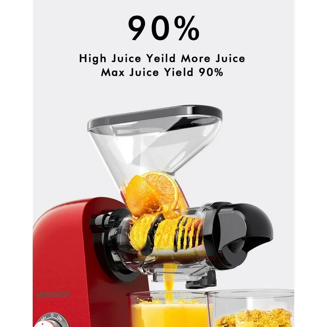 Cold Press Juicer Machine, Hervigour Dual Feed Chute Slow Masticating Juicer, Vegetable and Fruit Juice Maker Squeezer Machines