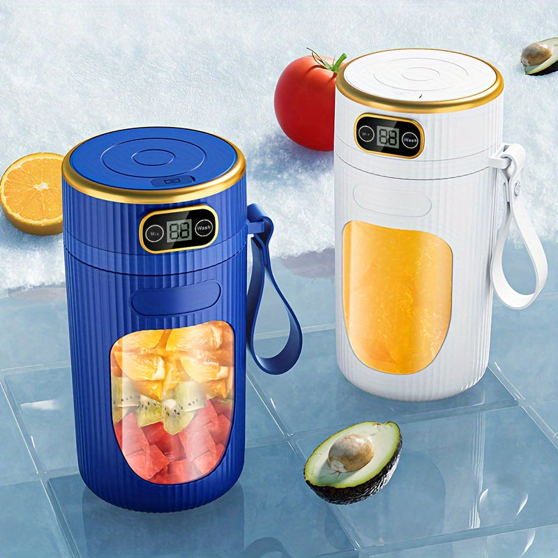 Portable Citrus Juicer with Digital Display, USB Rechargeable Battery, Small Multifunctional Juice Cup for Home and Student Use - Durable Plastic Material