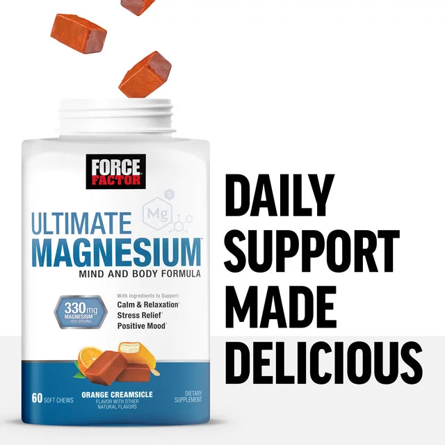 Ultimate Magnesium Supplement, Magnesium for Sleep, Stress Relief, Calm, and Relaxation, Magnesium Chewable, Vegan, 60 Soft Chews