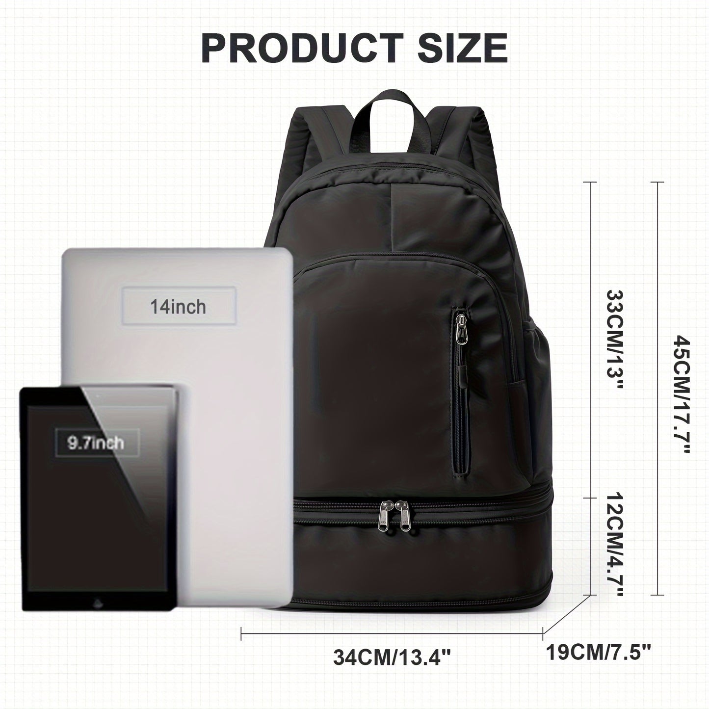 Expandable Wet, Shoe Compartment, Travel & Gym Backpack, Multipurpose Daypack for Men, Water-Resistant with Laptop Pocket