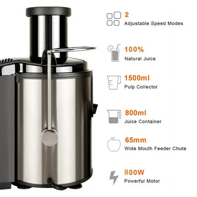 Clearance SALE 800W Juicer Extractor Easy Clean, 3 Speed Control, Stainless Steel Juicers
