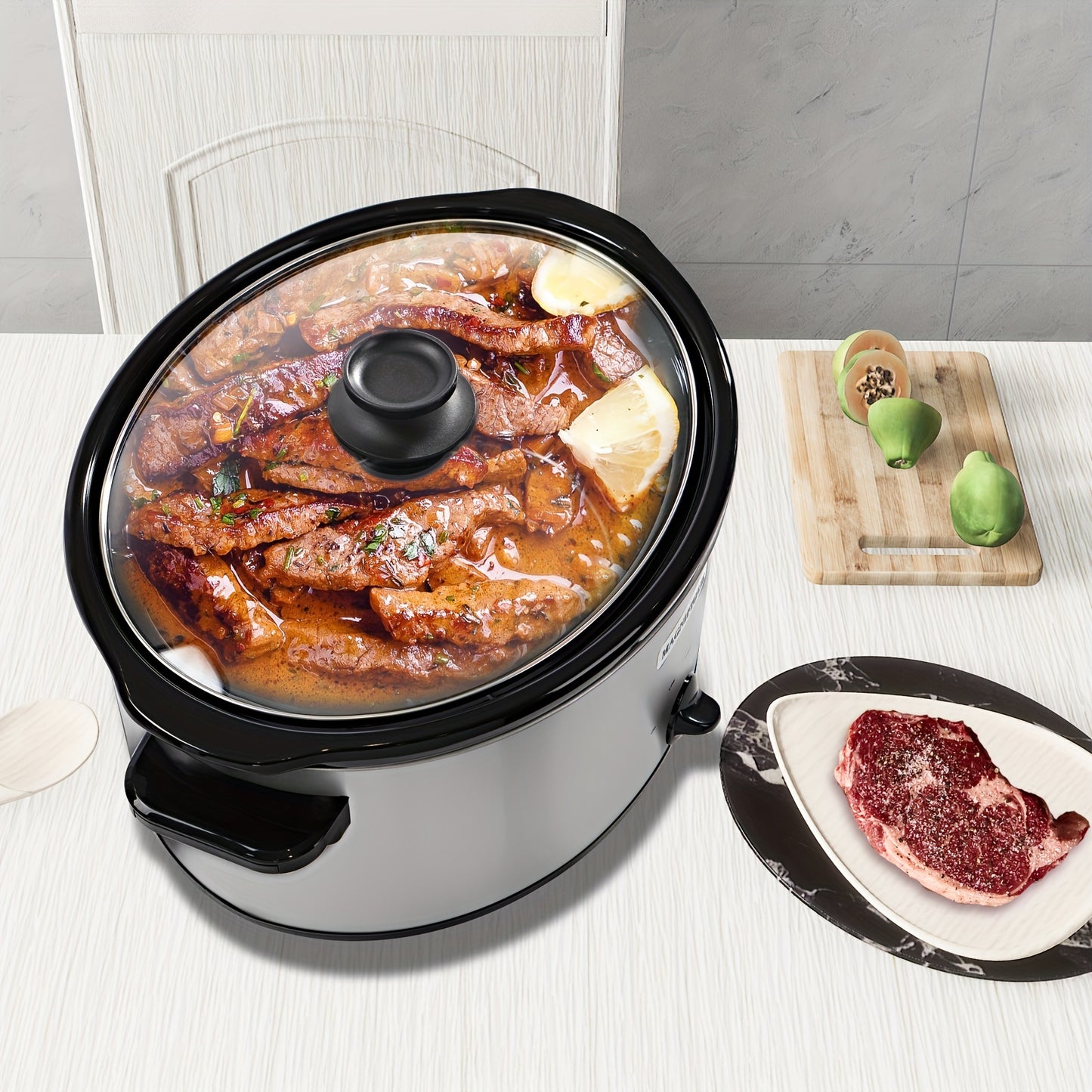 10+ Person 8-Quart Digital Programmable Slow Cooker - Advanced Timer, Heat Control, and Keep Warm Function - Perfect for Family Dinners