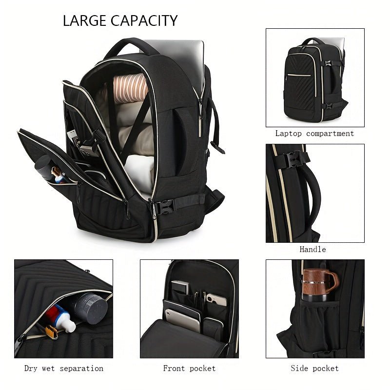 Stylish Large Capacity Travel Backpack with Shoe Compartment, Durable Polyester