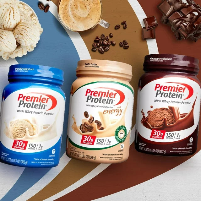 Premier Protein 100% Whey Protein Powder, Café Latte, 30g Protein, 23.9 oz, 1.7 lb