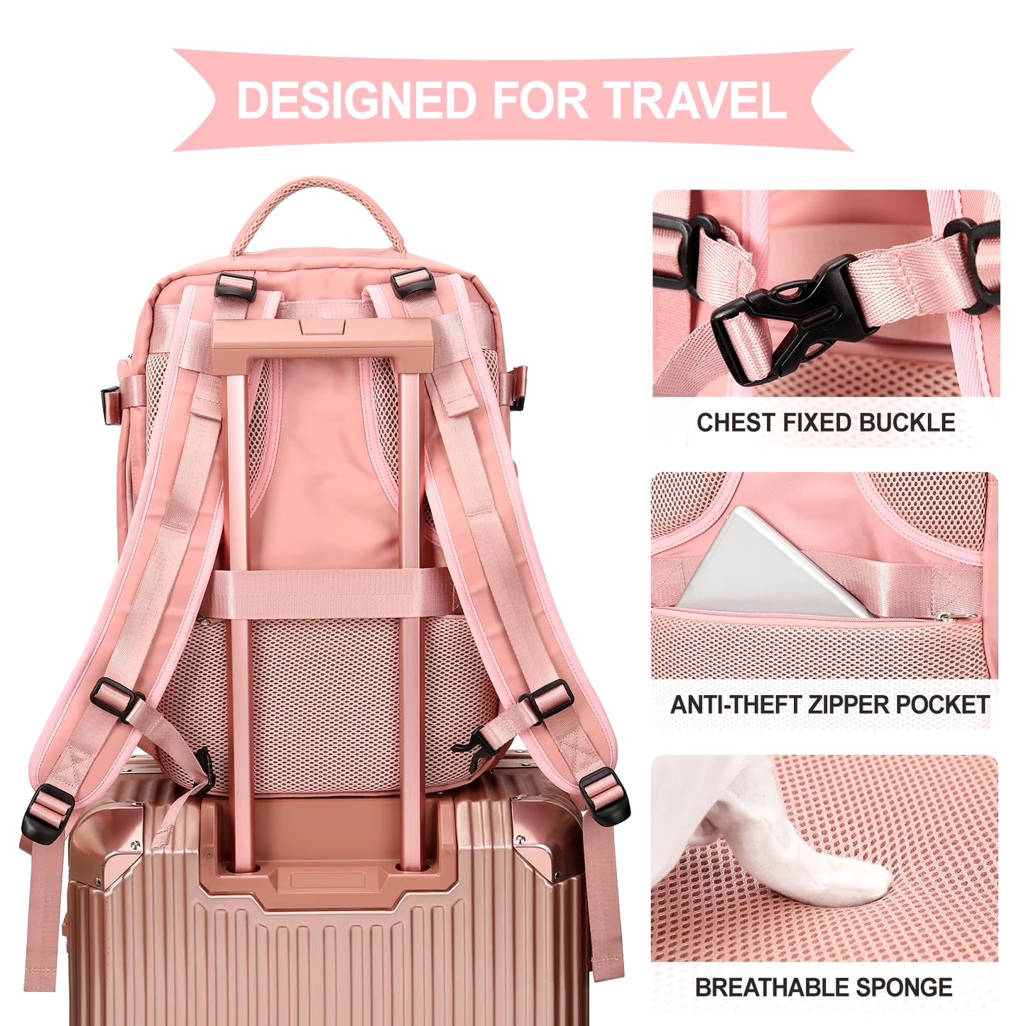 Women Travel Backpack Wizzair Cabin Backpack 40X30X20 Airplane, Large Capacity Waterproof Casual Bag Suitcase Laptop Backpacks