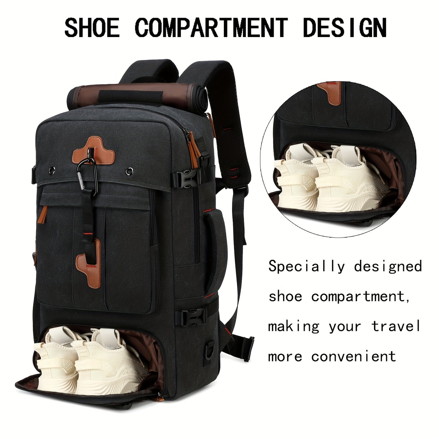 Airline-Approved Travel Backpack with Shoe Compartment - 17.3" Laptop Sleeve, Adjustable Straps for Hiking & Casual Day Trips