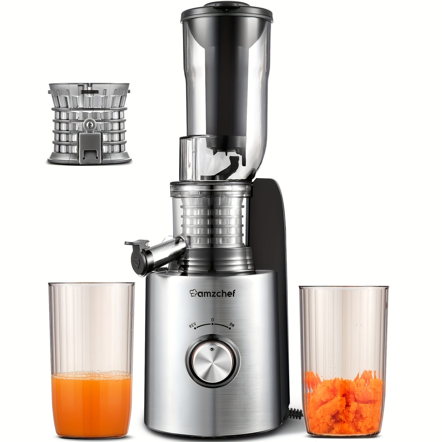 Premium Compact Slow Masticating Juicer - Single Auger Masticating Juicers with 3.3" Wide Chute, Upgraded Non-Clogging Filter