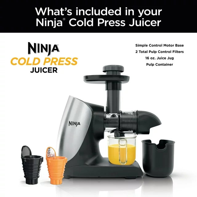 Cold Press Juicer Pro - Powerful Slow Juicer with Total Pulp Control - Cloud Silver, JC100