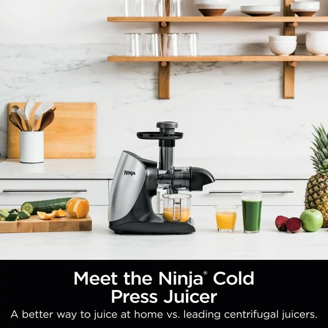 Cold Press Juicer Pro - Powerful Slow Juicer with Total Pulp Control - Cloud Silver, JC100