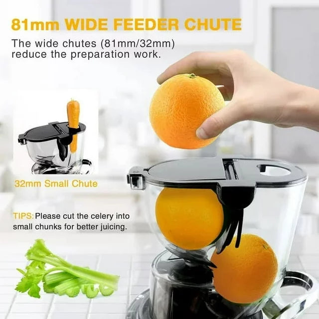 Juicer Machine Cold Press Juicer for Fruits and Vegetables, Juice Extractor, High Juice Yield, Easy to Clean