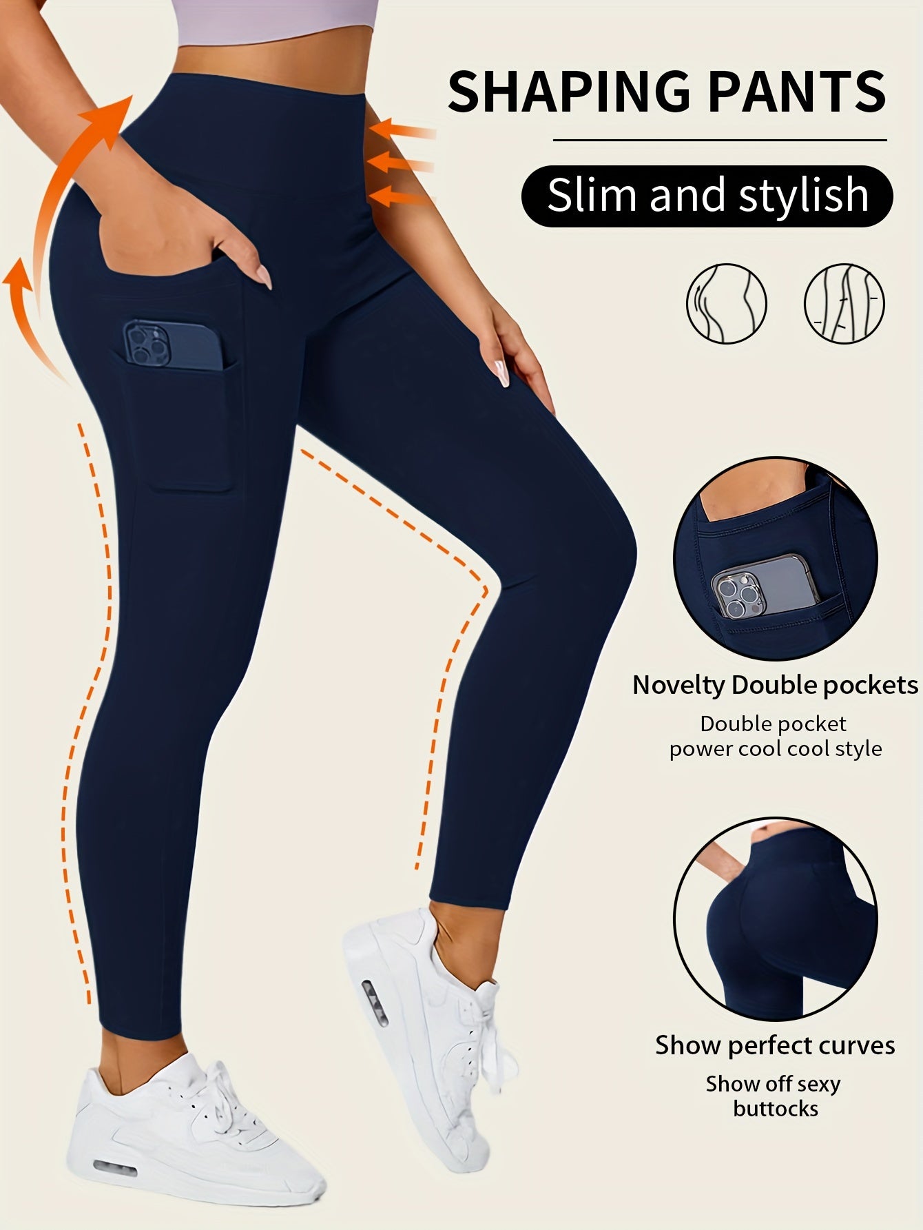 Butt-Lifting High-Waisted Seamless Leggings - Sculpting, Smoothing, and Lifting Shapewear with Phone Pockets and Four-Way Stretch Fabric - Women's Underwear and Shapewear for Comfort and Confidence