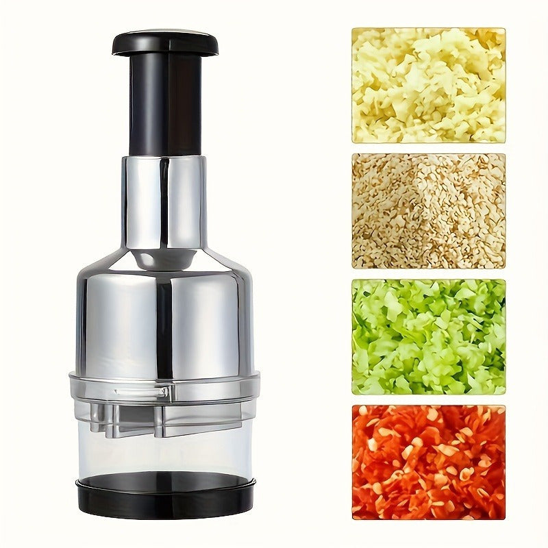 Stainless Steel Manual Garlic Grinder & Vegetable Cutter - Perfect for Chopping Garlic, Onions & More - No Electricity Needed Garlic Slicer