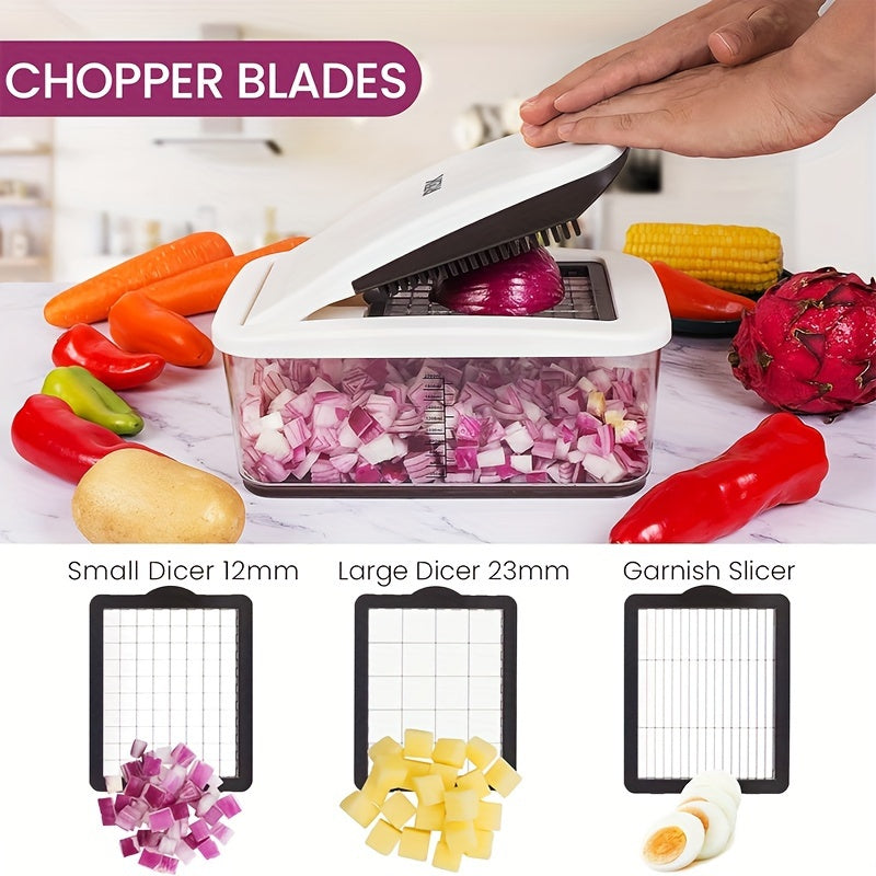 10-in-1 Oversized Vegetable Cutter - Multifunctional Food Chopper with 6 Blades, 4 Spiralizers, and Electronic Recipe Book - Kitchen Healthy Eating