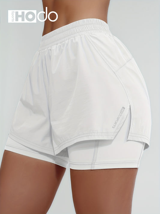 Womens 2-in-1 Performance Shorts, Ultra-Stretch, Dual-Purpose for Tennis & Running, Moisture-Wicking Double Layer