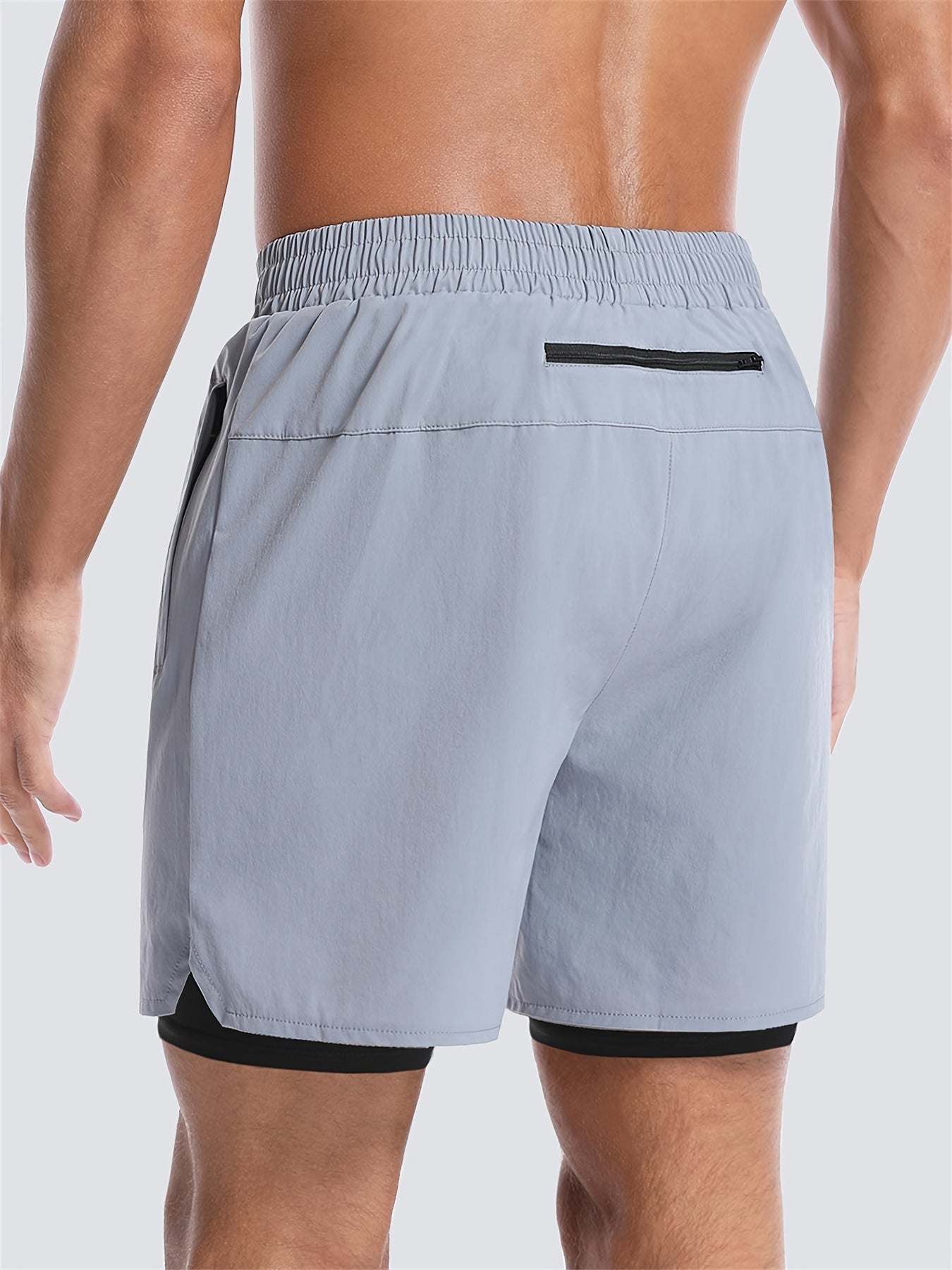 Aolesy Mens 2 in 1 Running Shorts Quick Dry Athletic Shorts with Liner, Workout Shorts with Zip Pockets