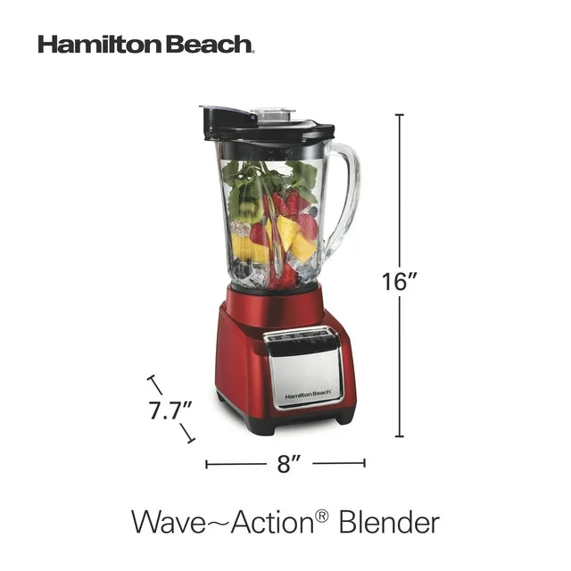 Hamilton Beach Wave Action Blender for Shakes and Smoothies, 48 oz. capacity, Glass Jar, Red