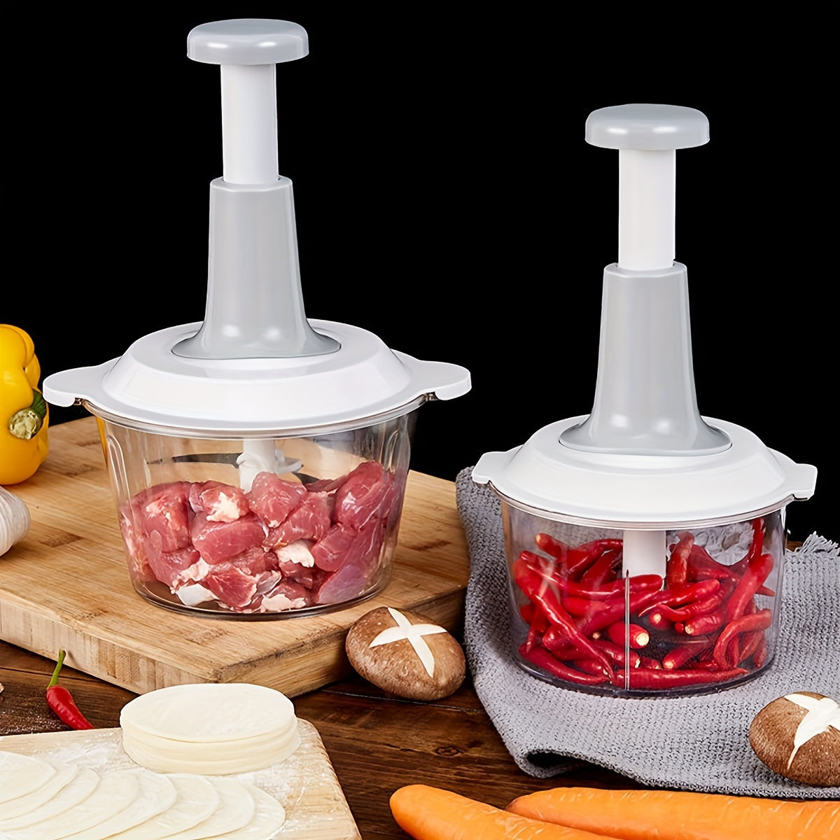 Versatile 50.72oz Manual Food Processor - Stainless Steel Vegetable Crusher, Garlic Masher & Meat Grinder - Easy Clean, Perfect For Home Kitchens & Outdoor Camping