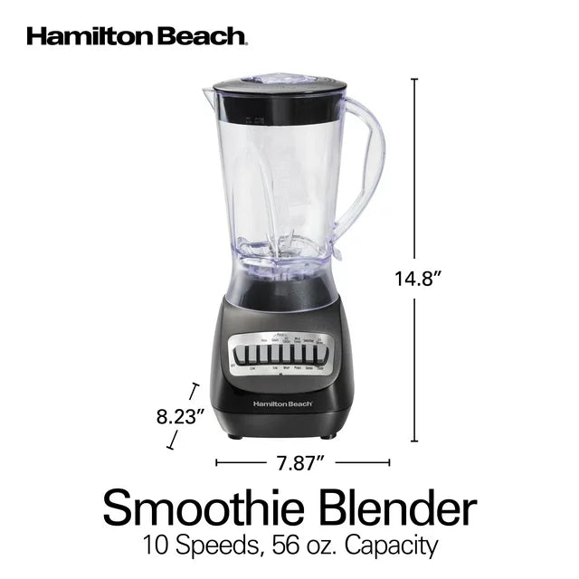 Hamilton Beach Smoothie Blender, 56 oz. Jar, 10 Speeds, New, Black