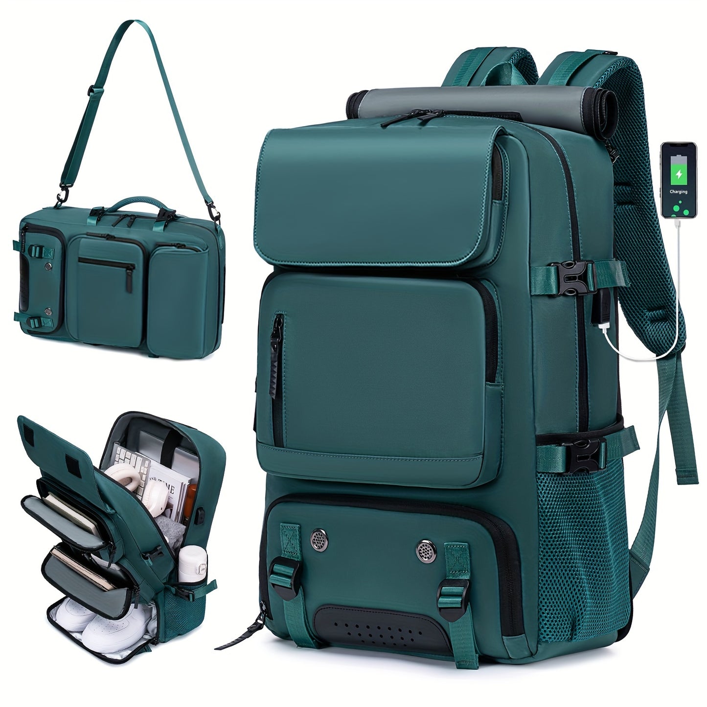 1pc Ultimate Travel Companion Backpack - Spacious, Airline-Approved, Laptop-Friendly, Shoe Compartment