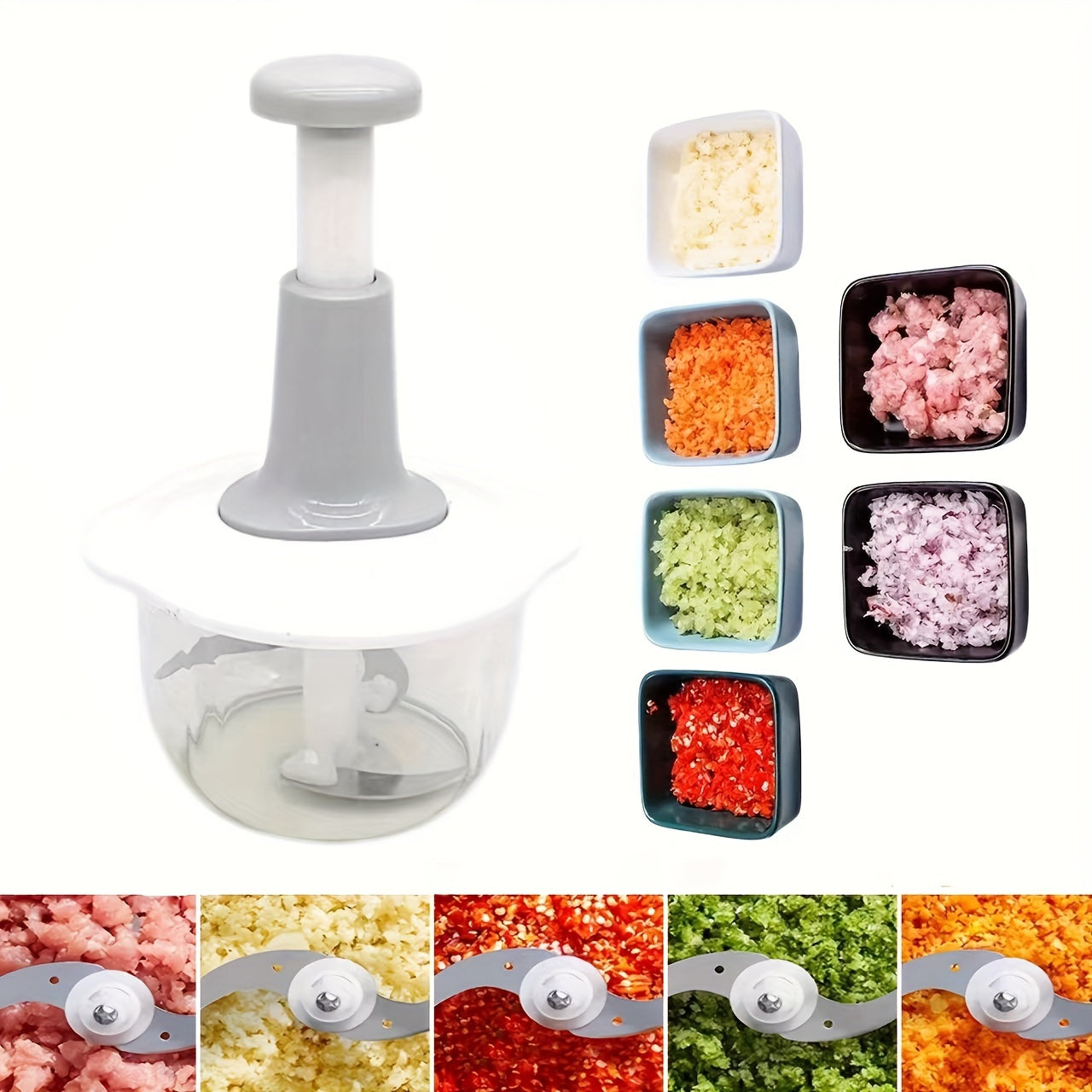 Versatile 50.72oz Manual Food Processor - Stainless Steel Vegetable Crusher, Garlic Masher & Meat Grinder - Easy Clean, Perfect For Home Kitchens & Outdoor Camping