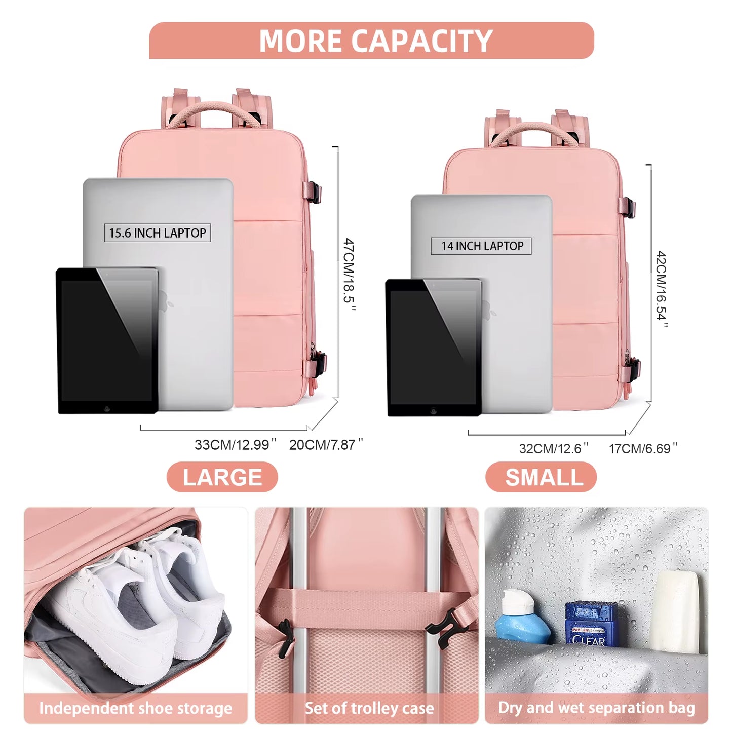 Women Travel Backpack Wizzair Cabin Backpack 40X30X20 Airplane, Large Capacity Waterproof Casual Bag Suitcase Laptop Backpacks