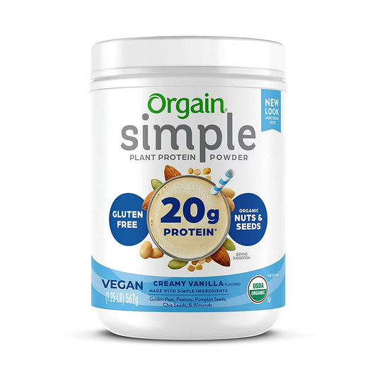 Orgain Simple Organic Vegan Plant Based Protein Powder, tasty Vanilla, 20g Protein, 1.25 lb