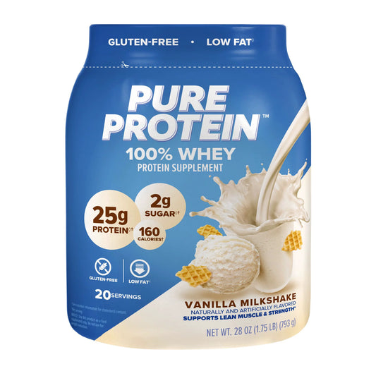 Pure Protein delicious flavor Whey Protein Powder, Vanilla Cream, 25g Protein, 1.75 lbs
