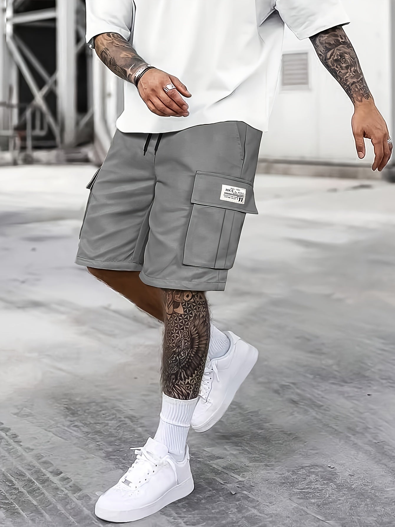 Men's Cargo Shorts With Adjustable Drawstring, Casual Shorts With Multiple Pockets