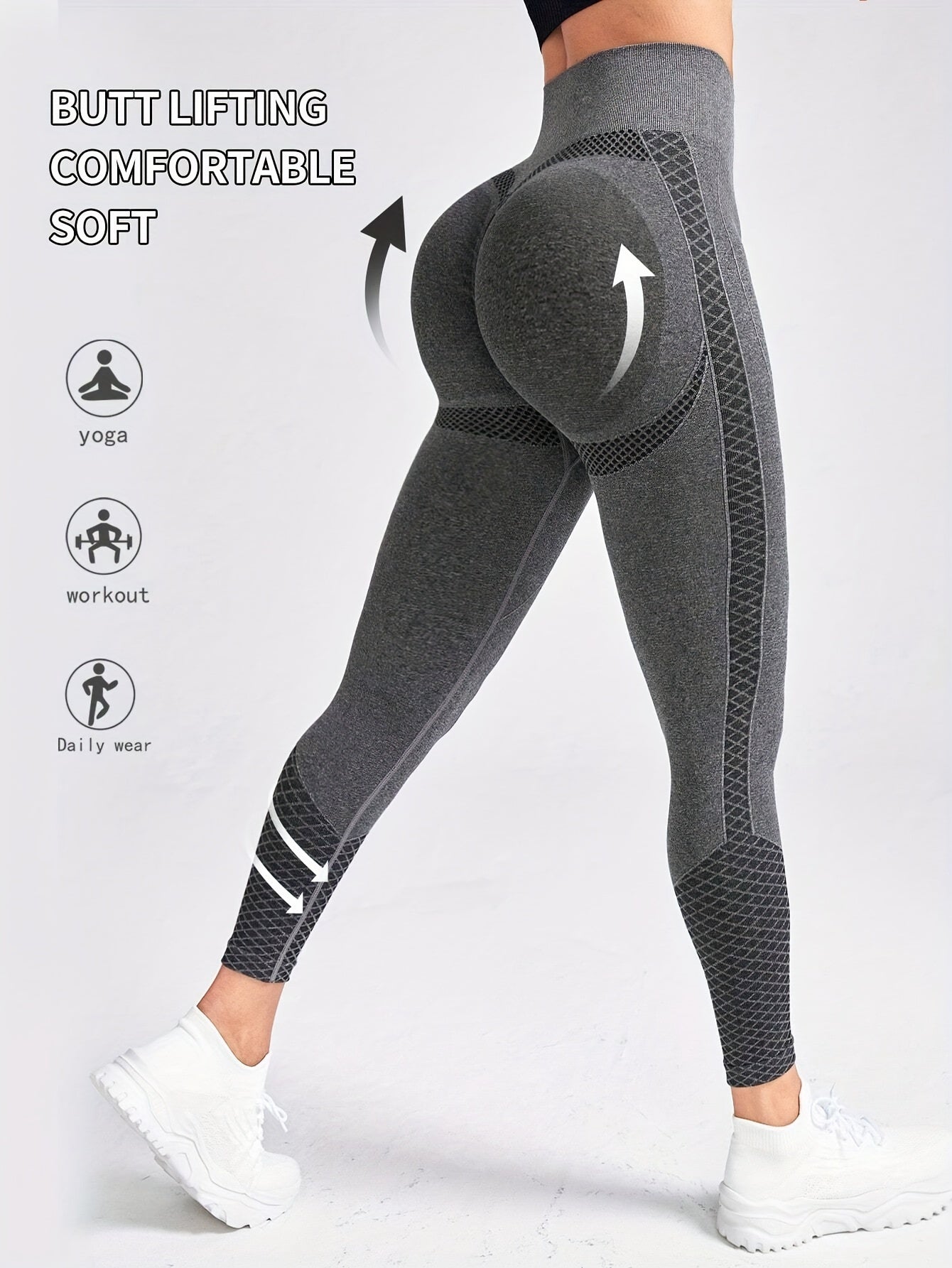 2pcs Peach Lift High-Waist Yoga Leggings for Women - Slimming, Butt-Lifting Workout Pants with Wide Waistband, Stretchy & Seamless Activewear