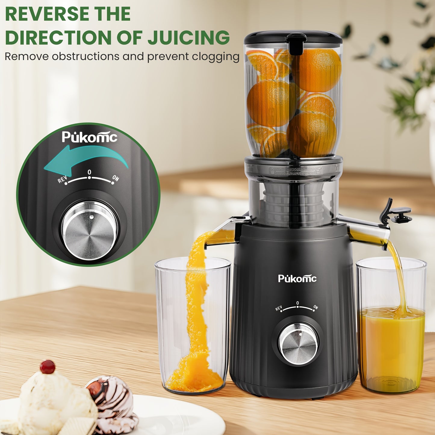 Juicer Machines, Cold Press Juicer With 4.1'' Large Feed, Slow Masticating Machines Chute Fit Whole Vegetable And Fruit, High Juice Yield Juicer Easy To Clean