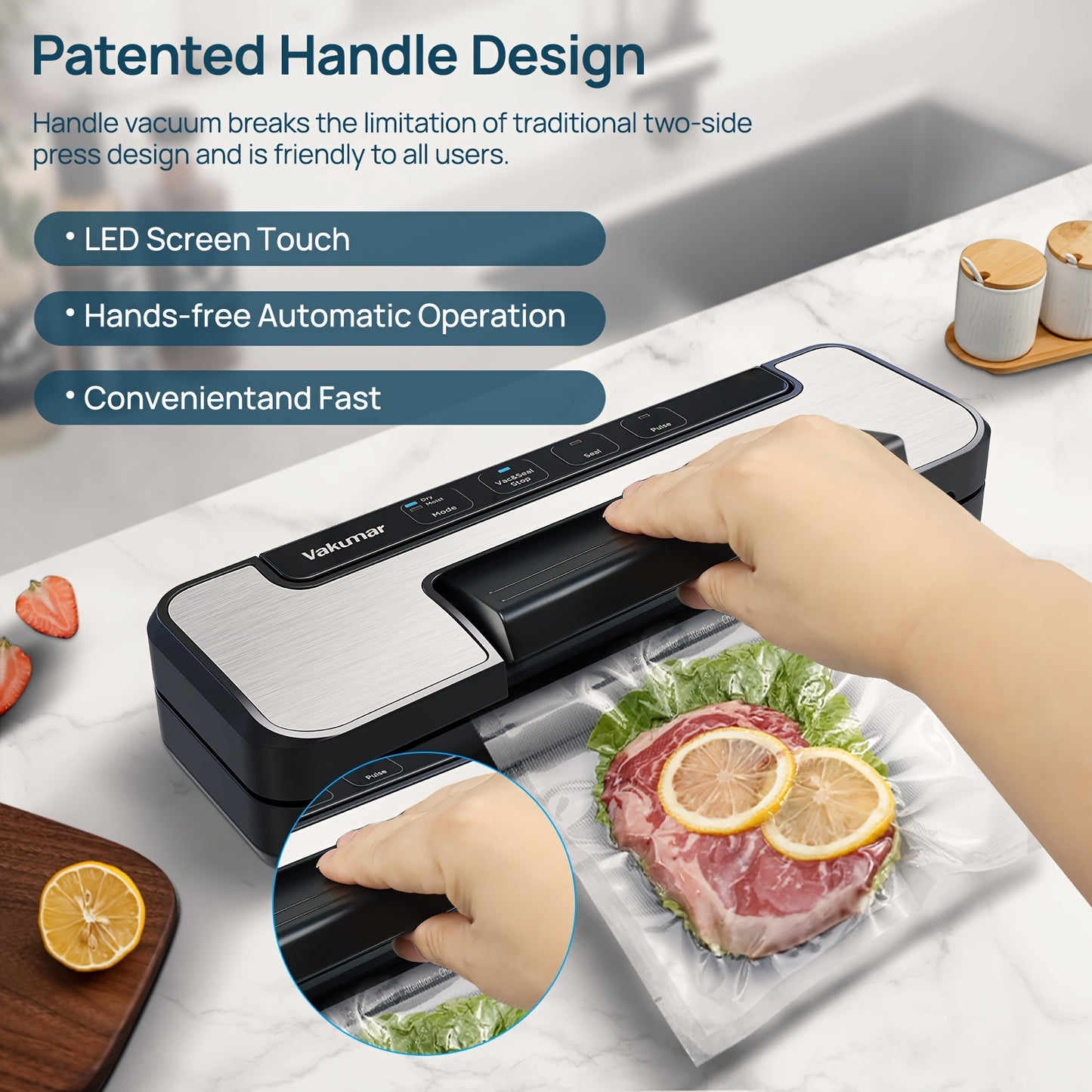 80Kpa Food Vacuum Sealer Machine Set - Vacuum Sealers with Double Pump, Dry/Moist Modes, Pulse Function, LED Indicator, Cutter