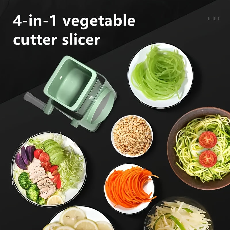 4-In-1 Multifunctional Kitchen Gadget - Rotary Vegetable Slicer, Grater & Chopper With Stainless Steel Blades - Easy Clean, Durable Cheese Shredder For Fruits & Veggies