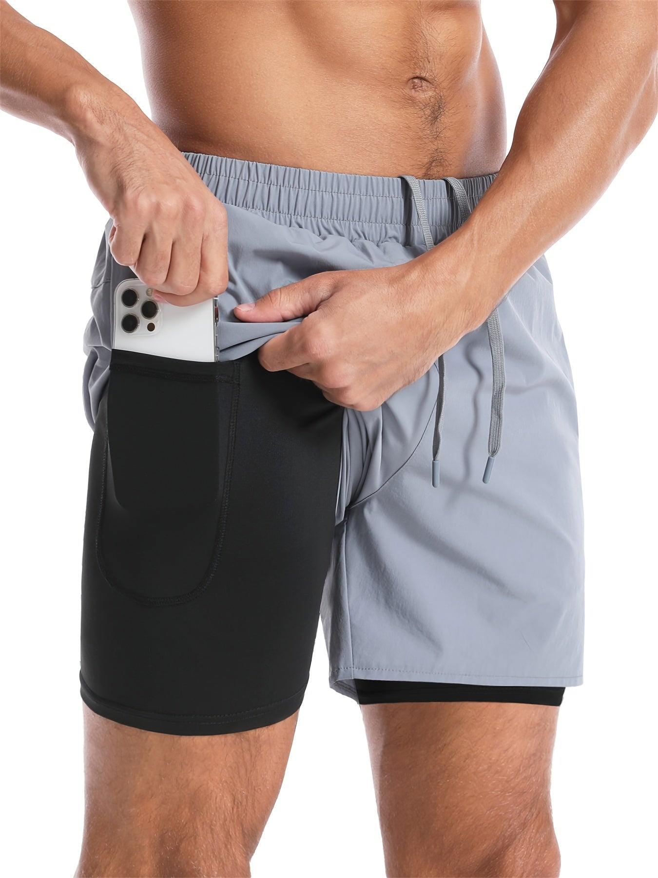 Aolesy Mens 2 in 1 Running Shorts Quick Dry Athletic Shorts with Liner, Workout Shorts with Zip Pockets