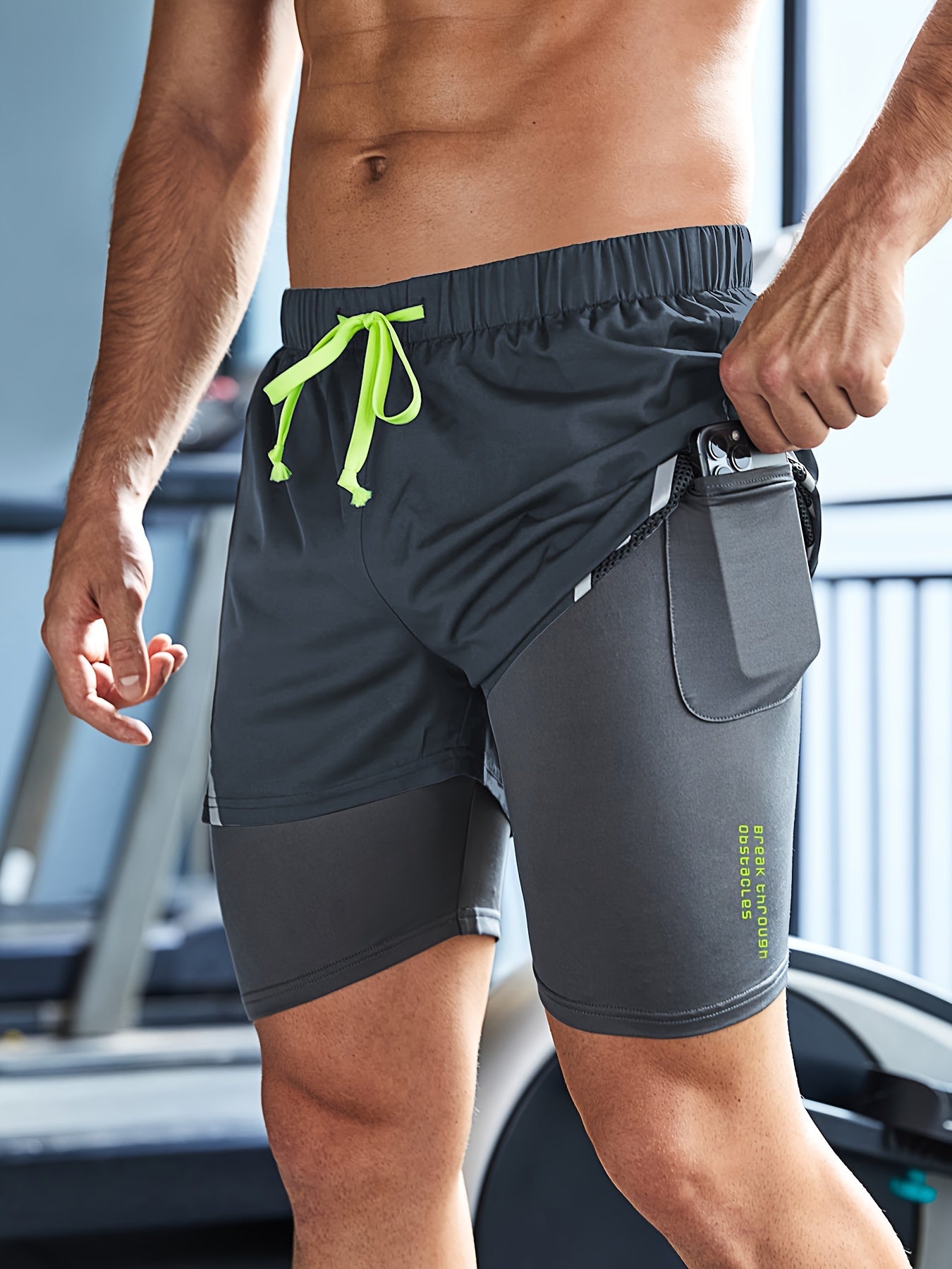 2-in-1 Double Layer Athletic Shorts - Lightweight, Quick-Dry, Slightly Stretchy, Inner Pocket, Breathable, Moisture-Wicking, Comfortable, Versatile