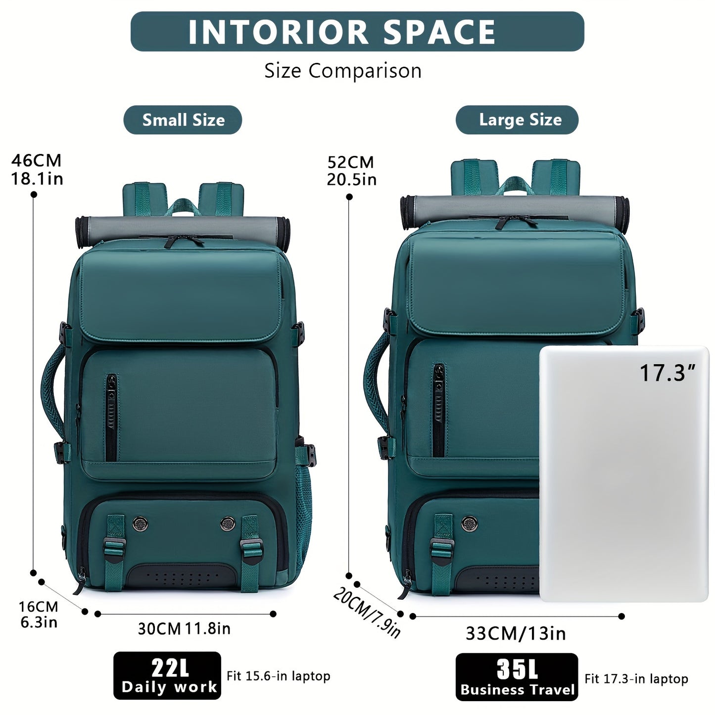 1pc Ultimate Travel Companion Backpack - Spacious, Airline-Approved, Laptop-Friendly, Shoe Compartment