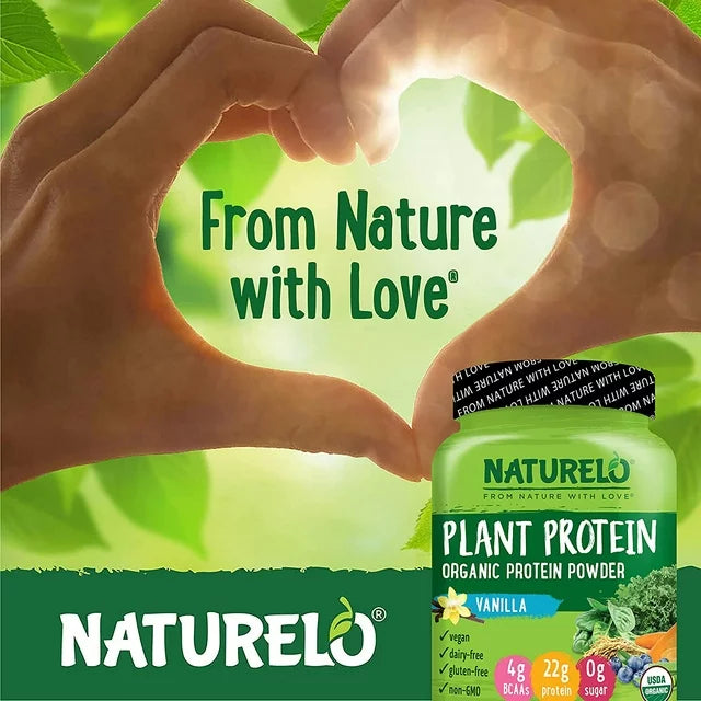 NATURELO Plant Protein Powder, tasty flavor of Vanilla, 22g Protein, Vegan