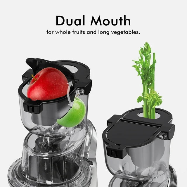 Juicer, Wide-Mouth Vertical Slow Masticating Juicer, Whole Fruit & Veg Juice Extractor, Quiet Motor with Reverse Function